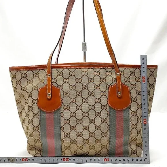 Authentic Gucci Brown Canvas Tote Bag mn390-112725